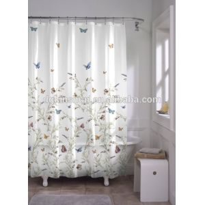 Mildew resistant shower curtain with matching window curtain shower curtain