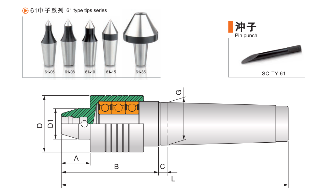 SC-91 INTERCHANGEABLE LIGHT DUTY LIVE CENTER