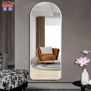 Wholesale Unbreakable Glass Mirror in Gold Black Frame for Large Floor Length Arch in Modern Homes from china suppliers