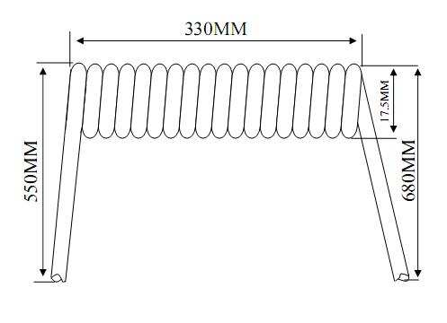 300V TPU Curly Cable UL20549 16AWG 3C OD5.3mm FT2 Glossy Black L=330mm