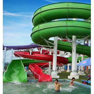 FRP Spiral Water Slides , Length Customized Water Slide