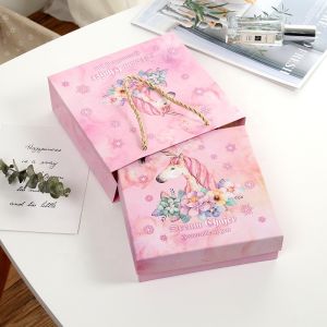 Unicorn Design Paper Cookie Boxes Biodegradable Material With Customized