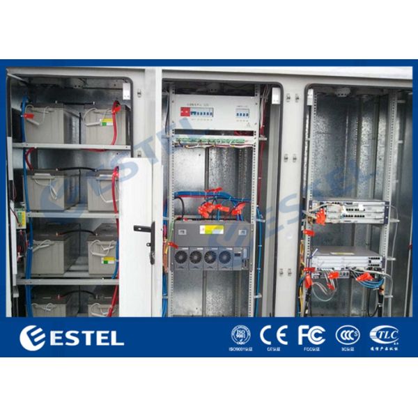 IP55 Outdoor Power Cabinet Three Bay Telecommunications Shelter With Air Conditioner Cooling