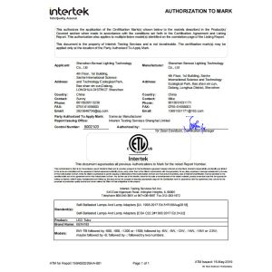 Shenzhen Benwei Lighting Technology Co., Ltd. Certifications