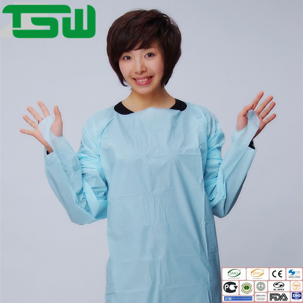 Quality Lightweight Disposable CPE Isolation Gown With Thumb Up for sale