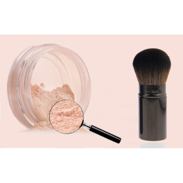 Custom Precision Retractable Makeup Brush Round Kabuki Brush Brown