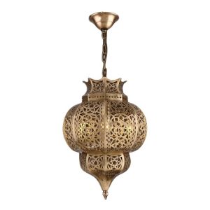 Middle Hollow Carving Gold Lantern Chandelier With Switch Control