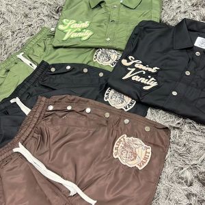 Custom Windbreaker Buttons Polyester Nylon Men's Polo Sets Tracksuit Polo Shirts