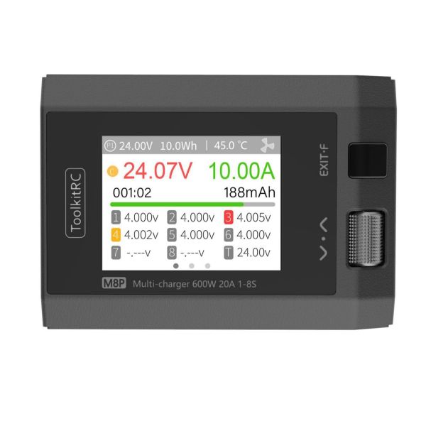 ToolkitRC M8P Balance Charger 1-8S 600W 20A Aircraft Model Lithium Battery High