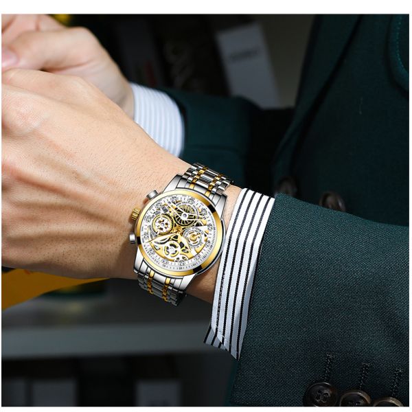 2022 Fashion Multifunctional Stainless Steel Waterproof 3ATM Quartz Watch For Men