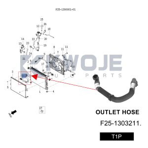 OEM F25-1303211 Auto Parts Engine Radiator Coolant Outlet Hose For Chery Jetour