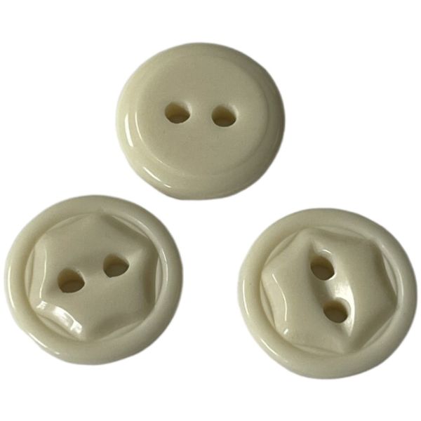 Plastic Resin Hexagon Buttons Snow White With Two Hole In 28L Apply For Sewing
