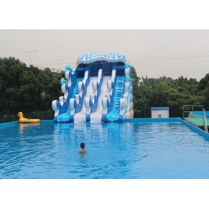 Metal Pool Inflatable Amusement Park , Outside Water Parks Lake Side Installed