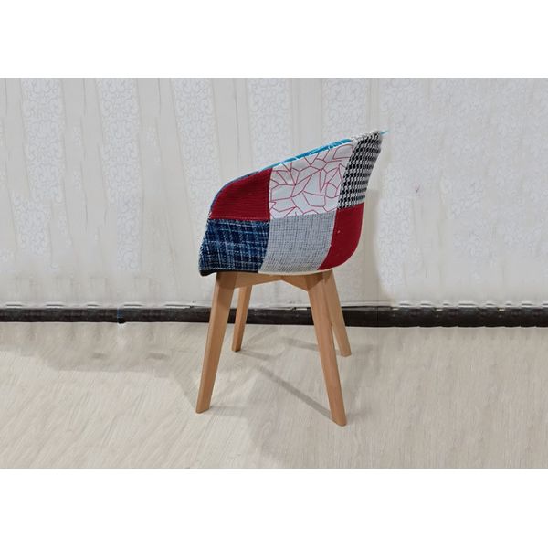 Quality Patchwork Design Fabric Covered Dining Chairs With Beech Leg for sale