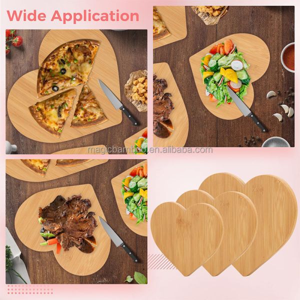 Sustainable Heart Shaped Bamboo Cutting Boards 3 Pcs for Professional Kitchens