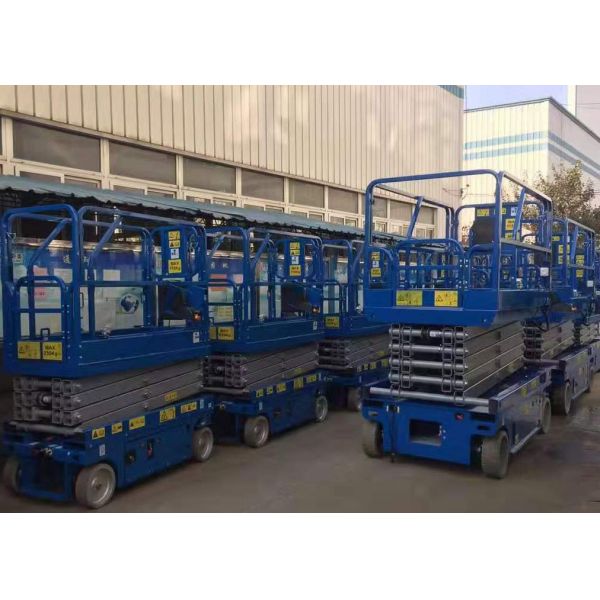 Four Wheel Mobile Hydraulic Scissor Lift Table Self Propelled Electric Work