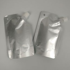 Plain Silver Aluminum Foil Juice Beverage Spout Pouch Packaging 100ml 150ml