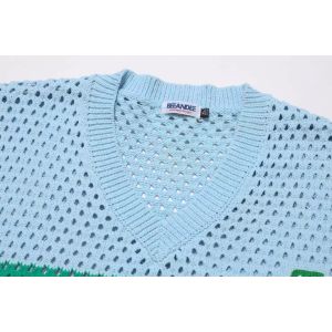 Spring and Fall Mesh Contrast V-Neck Men′ S Knitted Sweater Vest