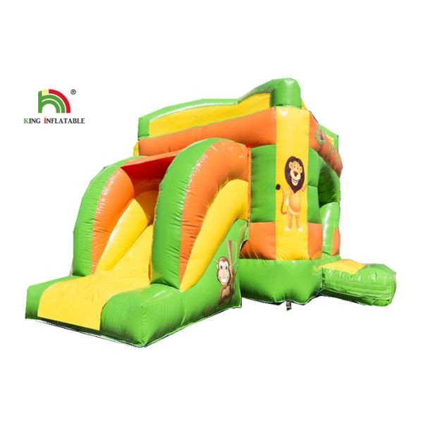 Kids Sport Lion Combo 4.2 x 4.7m Inflatable Jumping Bouncer With Slide Logo Printed