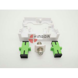 2 Port Socket Panel for SC Fiber Adapter Fiber Optic Terminal Box White ABS FTTH