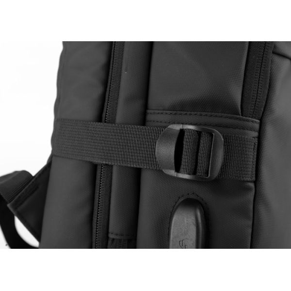 Smart USB Laptop Backpack Custom Logo 20L-39L Black / Grey For Men