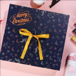 24 Days Countdown Christmas Box Calendar Packaging With Ribbon Closure
