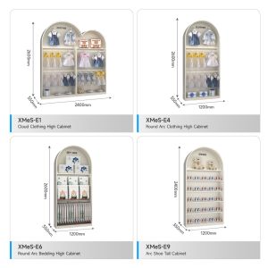 Mom & Baby Display Showcase Curved Paper Products Cabinet Baby Display Shelf for