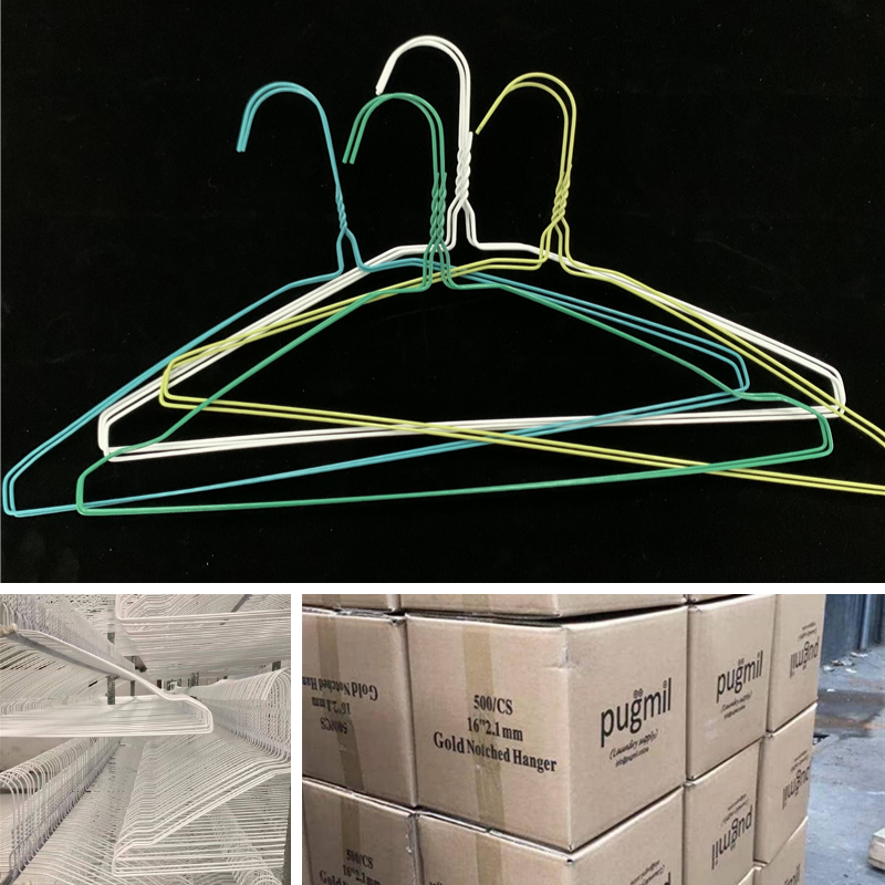 Powder Coated Steel Wire Hangers 16 Inch Size 13.5 Gauge Diameter Durable