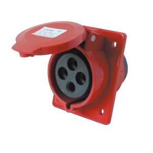 16A IP44 Industrial Power Sockets International Standard Panel Mounted Straight