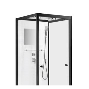 Pivot Door Square 4mm Tempered Clear Glass Shower Cabin With white Acrylic Tray