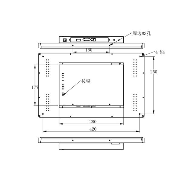 Fully Enclosed Industrial Control All-in-one Computer 18.5-inch Embedded Industrial Display Touch Front USB