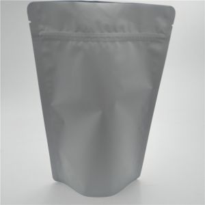 1lb Matte White Plastic Resealable Stand Up Coffee Pouch With Valve