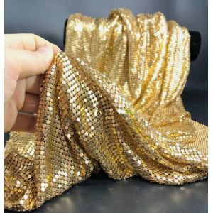 Round Shape Shining Car Leather Fabric 200gsm Chainmail Pattern Fabric