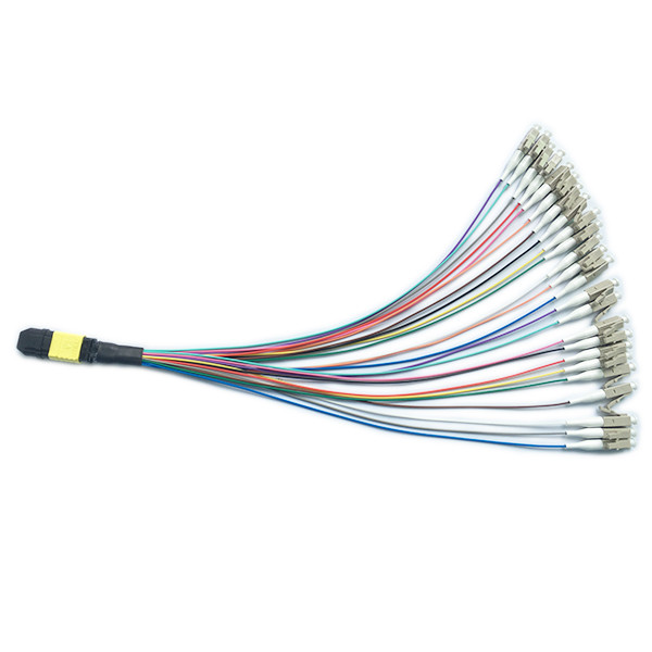 Multimode Fiber Optic Breakout Cable MPO / PC To LC / UPC Harness 0.9mm Hytrel