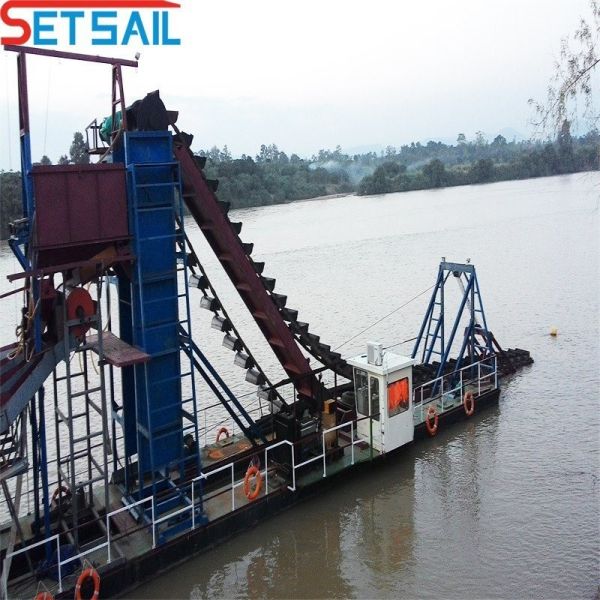 High Capacity Chain Bucket Mining Dredging Equipment for River Gold Customized