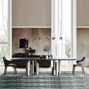 Made In Italy Dining Table With Marble Effect Ceramic Top Modern Design
