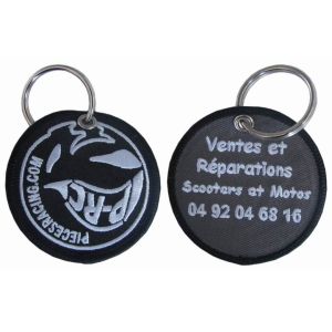 Merrowed Borders Double Sided Twill Embroidery Woven Keychain PMS