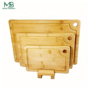 Bamboo Cutting And Serving Boards With Holder