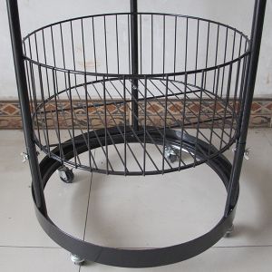 Metal Black Cylinder 497mm Dia Grocery Display Rack 1080mm Hight