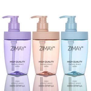 Wholesale PET Round Bottom Empty Clear Blue 500ml Shower Gel And Lotion Milk Container Set Pet Plastic Bottles from china suppliers