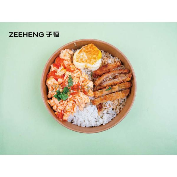 ZIFEI Biodegradable Disposable Brown Bowls With Plastic Lids