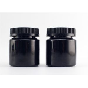 Black Color 75cc Medicine Pill Bottles Round Shape With Childproof Cap