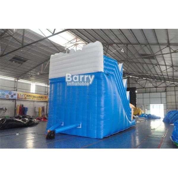 White And Blue Inflatable Water Slides / PVC Tarpaulin OEM Childrens Outdoor Slide