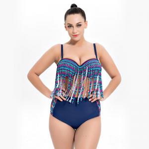 China 2018 Swimsuit Plus Size Two piece High Waist Swimsuit tassels on chest Swimsuit Women Push up 1954 on sale