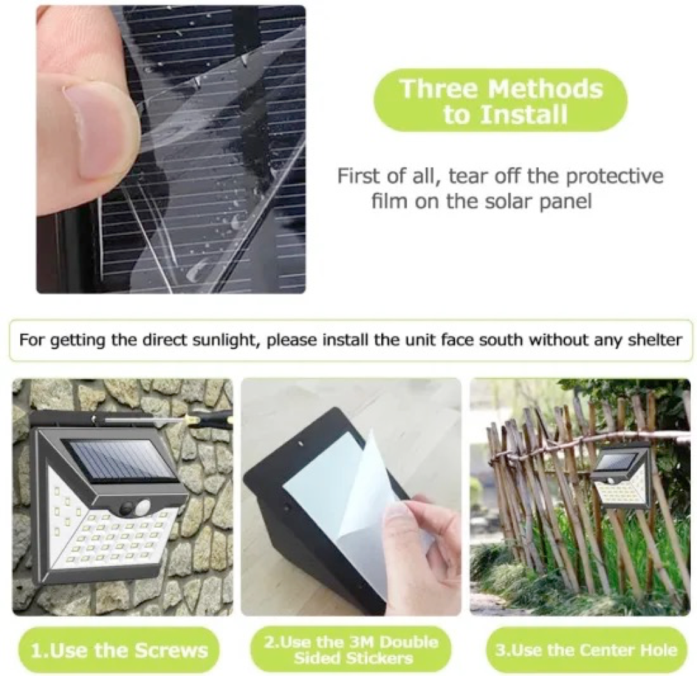 Efficient Black IP65 LED Outside Solar Wall Light Easy Installation