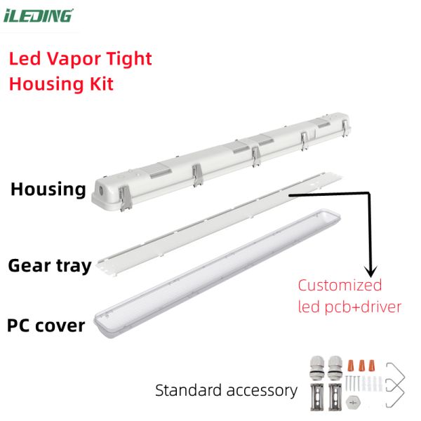 Industrial Style 2FT 25W LED Vapor Tight Lighting with PC Cover and Dimming Capability