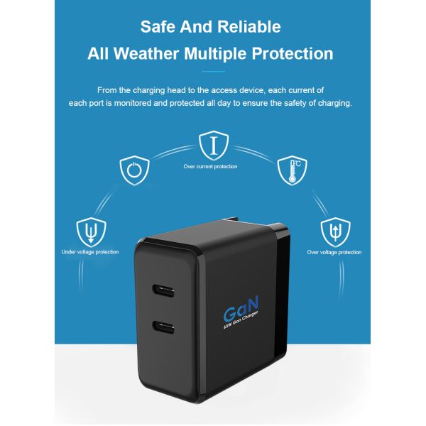 65W GaN USB C Universal Laptop Wall Charger For MacBook Pro / Air 240V