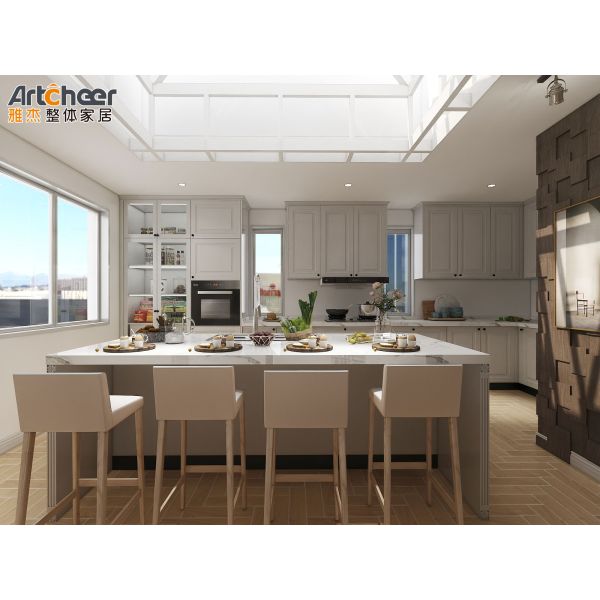 Traditional Style White Kitchen Cupboard with Solid Wood Construction and Plywood Carcase