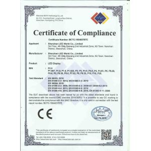 Shenzhen LED World Co.,Ltd Certifications