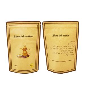 Custom Deisgn 250g Foil Coated Kraft Paper Stand Up Coffee Pouches With Valve